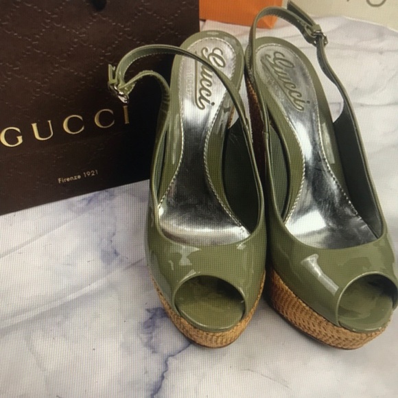 Gucci Shoes - 🎁Gucci Green Patent Platform Wedges EU 36/ Italy